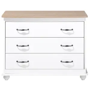 Beliani Rustic 3 Drawer Chest White EVERETT