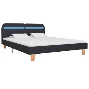 Berkfield Bed Frame with LED Dark Grey Fabric 150x200 cm 5FT King Size