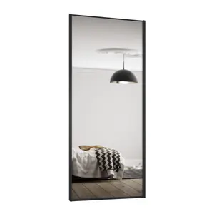 Spacepro Sliding Wardrobes Full length Mirror Black frame Single panel Mirrored door, (H) 2220mm x (W) 610mm