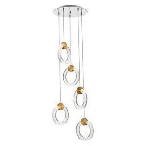 Luminosa Contemporary LED Cluster Pendant Ceiling 5 Light Gold, Glass 3000K