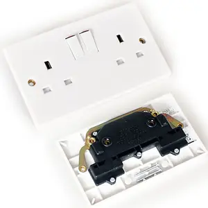 Twin Double UK Mains Wall Plug Socket 1 Gang 240V 13A Power Face Plate Outlet