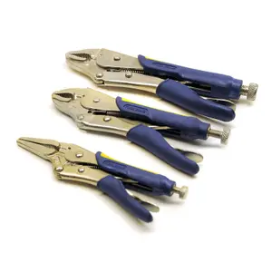 3pc Locking Wrench Plier Mole Grip Stubby & Straight Long Nose Set