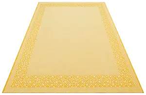 Yellow Bordered Modern Easy To Clean Rug For Dining Room-160cm x 230cm