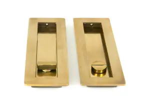 From The Anvil Aged Brass 175mm Plain Rectangular Pull - Privacy Set