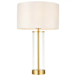 Touch Dimmable Table Lamp Gold Glass & White Shade Modern Bedside Feature Light