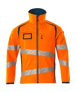 Mascot Accelerate Safe Softshell Jacket (Hi-Vis Orange/Dark Petroleum)  (XXXXX Large)