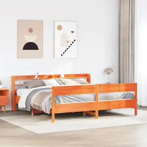 Berkfield Bed Frame without Mattress Wax Brown 180x200 cm Super King Solid Wood Pine