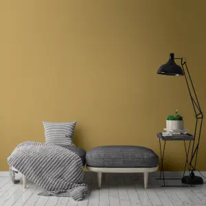 Grandeco Panama Plain Textured Linen Fabric Wallpaper, Mustard