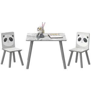 ZONEKIZ Kids Table and Chair Set, Toddler Table with 2 Chairs, Grey