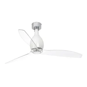 Luminosa Mini Medium Ceiling Fan Clear, White Gloss - Optional LED Light Sold Separately