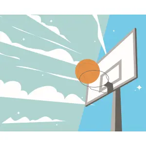 Origin Murals Graphic Basketball Hoop Blue Paste the Wall Mural 350cm wide x 280m high