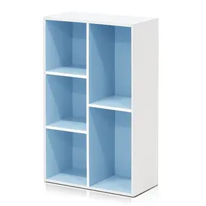 Kaidence 5-Cube Reversible Open Shelf Bookcase White/Light Blue