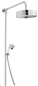 Luxury Rigid Riser Shower Kit with Fixed Head & Handset  - Chrome/White