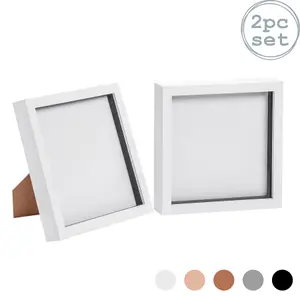 Nicola Spring 3D Box Photo Frames - Standing Hanging Craft Shadow Picture Frame - 8 x 8" - Pack of 2