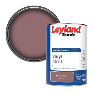 Leyland Trade Vinyl Matt Walls & Ceilings Emulsion Paint Moody Mauve (PPG18-21) 5L