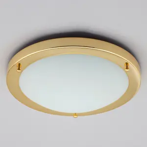 Litecraft Mari Brass Large Flush Bathroom Ceiling Light