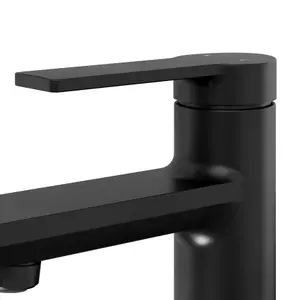 GoodHome Akita Mini Matt Black Round Washbasin Mixer Tap