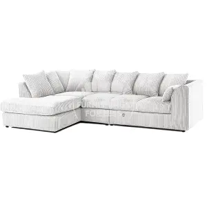 Luxor Silver Jumbo Cord Large 5 Seater Corner Sofa Long Left Hand Facing