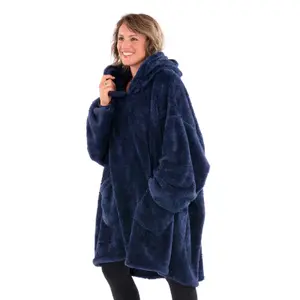 Snug Rug Hoodie Navy Wearable Blanket Oversized Hooded Blankets for Adults Hooded