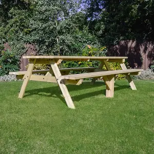 Oakham 8ft Picnic Bench - L244 x W140 x H72.5 cm - Light Green