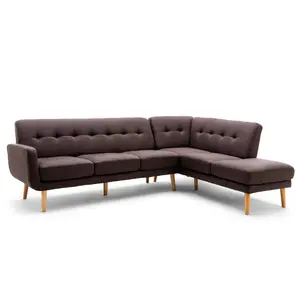 Donna 5 Seater Right Corner Chaise Sofa - Dark Brown