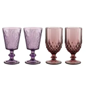 Set of 4 Diamond Embossed Pattern Wine Goblets Halloween Wine Glasses Halloween Party Decoration