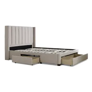 Savannah Natural Oat Upholstered Storage - Double 4ft6 Drawer Bed Frame Only