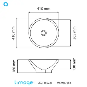 7384 Ceramic 40cm Coned Countertop Basin