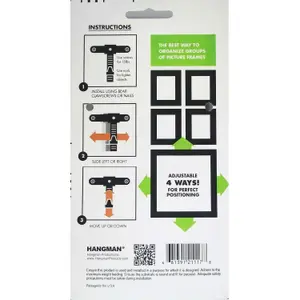 Hangman Adjustable Picture Perfect Hanger (4 Pack)