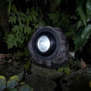 Solar Grey Rock Solar-powered 15lm LED Outdoor Ground light