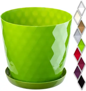 Plant Pot Flowerpot Round Plastic Crystal Modern Decorative Small Medium Large Lime 12cm