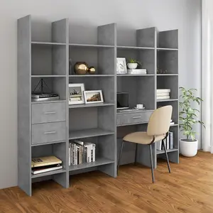 Berkfield Book Cabinet Concrete Grey 40x35x180 cm Engineered Wood