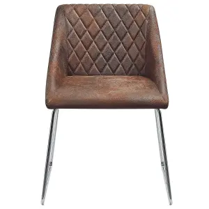 Set of 2 Dining Chairs ARCATA Faux Leather Dark Brown