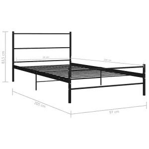 Berkfield Bed Frame Black Metal 90x200 cm