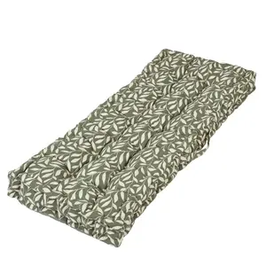 Forest Green Cotton Leaf Indoor Outdoor Garden Bench Pad Cushion