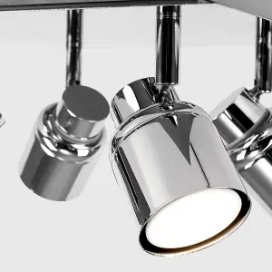 ValueLights Benton Modern 4 Way Silver Straight Bar Ceiling Light Spotlight