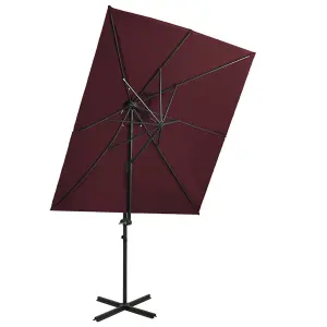 Berkfield Cantilever Umbrella with Double Top Bordeaux Red 250x250 cm