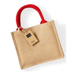 Westford Mill Jute Mini Gift Bag Natural/Bright Red (One Size)