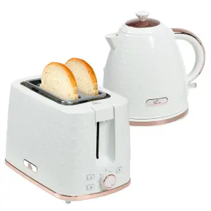 HOMCOM Kettle and Toaster Set 1.7L Fast Boil Kettle & 2 Slice Toaster Set White