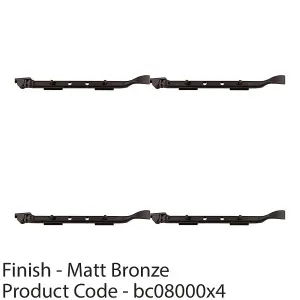 4 PACK - Victorian Casement Window Stay Handle & 2 Pins - 270mm Length Matt Bronze Bar