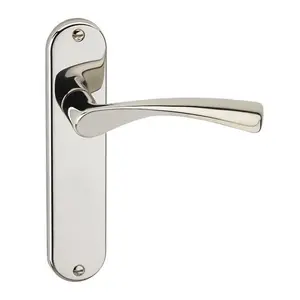 URBNLIVING 184mm Length 2 Pcs Lyon Metal & Polished Nickel Lever Latch Door Plain Handles Set