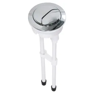 SPARES2GO Toilet Dual Flush Button 58mm WC Cistern Chrome Plated 215mm Double Push Rod Kit