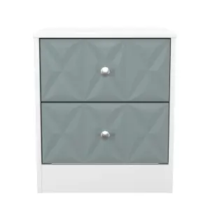 San Jose Ready assembled Duck egg blue & white 2 Drawer Bedside chest (H)521mm (W)450mm (D)395mm