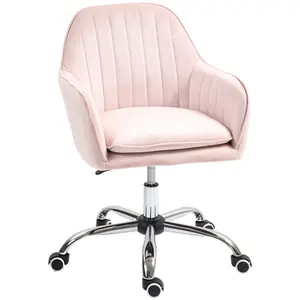 HOMCOM Office Chair, Swivel Desk Chair w/ Adjustable Height, Pink