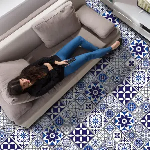 Spanish & Moroccan Blue Tiles Self-adhesive kitchen bathroom home floor stickers