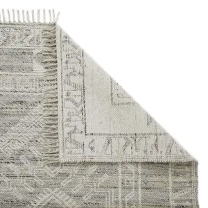 Melrose Blended Serenity Frilled End Grey Medium Area Rug 120/170cm