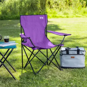 Folding Camping Chair Lightweight Portable With Cup Holder Fishing Outdoor Purple Trail