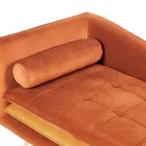 Left Hand Velvet Chaise Lounge Orange GONESSE