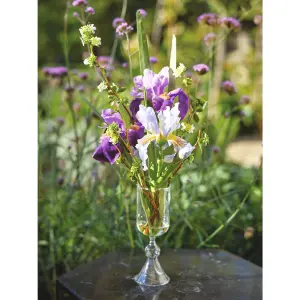 Bloom Artificial Purple Lilac Iris Flower Arrangement in Vase - Faux Realistic Floral Centrepiece Home Decoration - H45 x W24cm