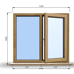 1145mm (W) x 1045mm (H) Wooden Stormproof Window - 1/2 Right Opening Window - Toughened Safety Glass